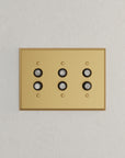 Solid brass Century Push Button Wall Plate – Triple in Satin Brass finish