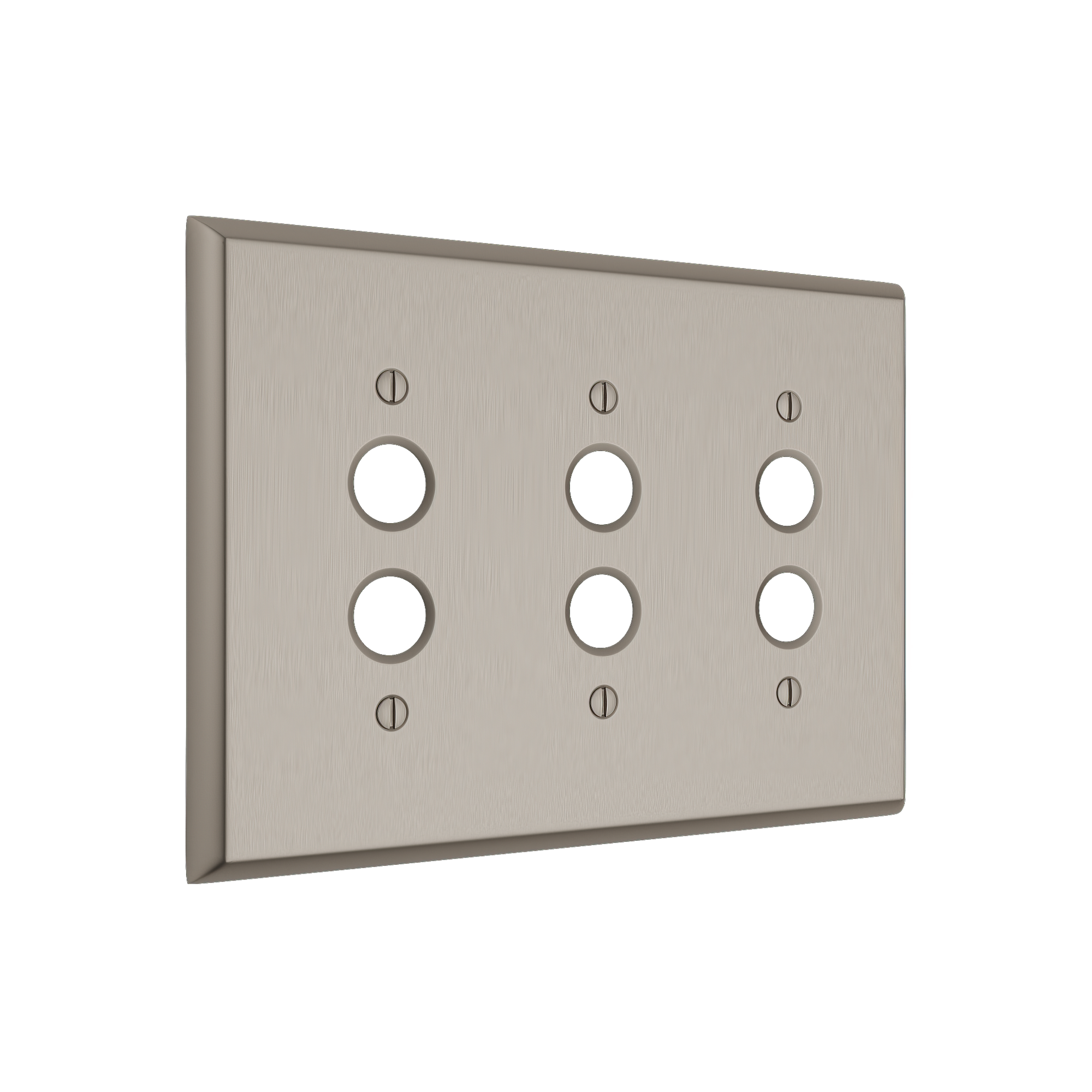 Solid brass Century Push Button Wall Plate – Triple in Satin Nickel finish