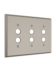 Solid brass Century Push Button Wall Plate – Triple in Satin Nickel finish