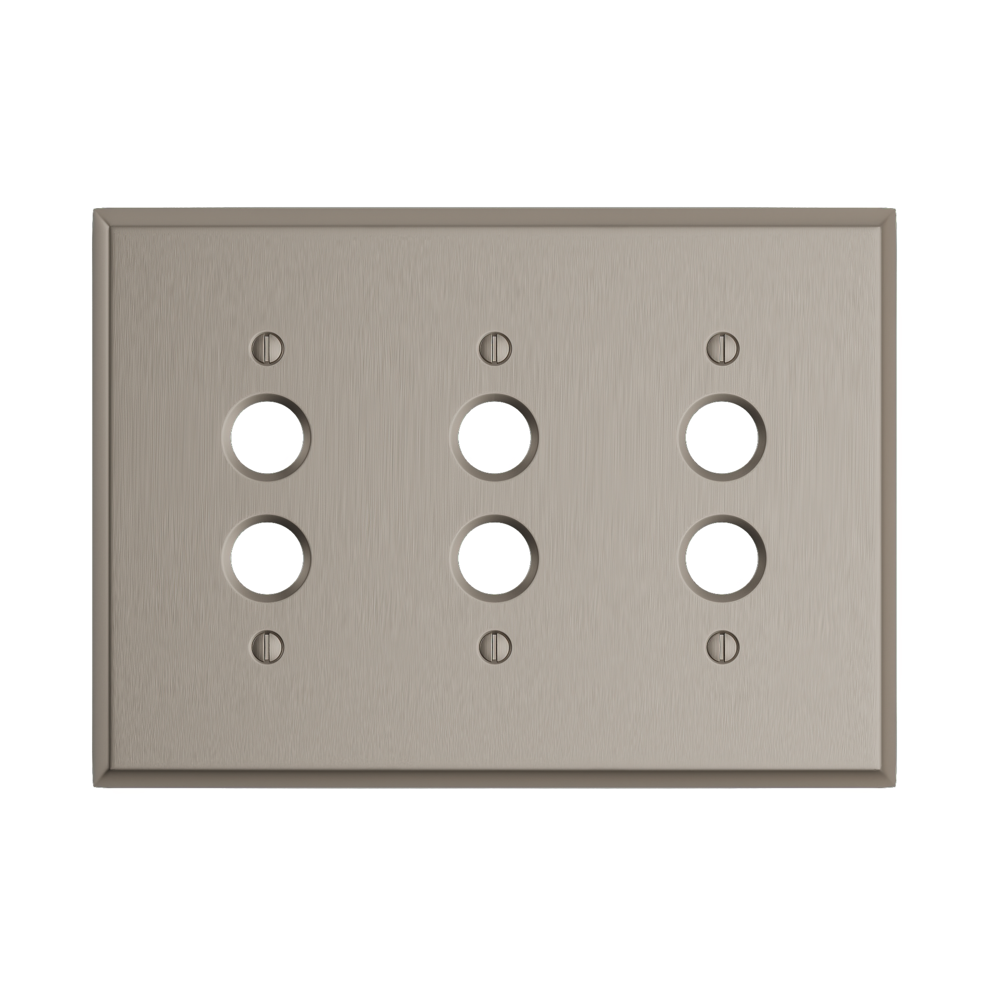Solid brass Century Push Button Wall Plate – Triple in Satin Nickel finish