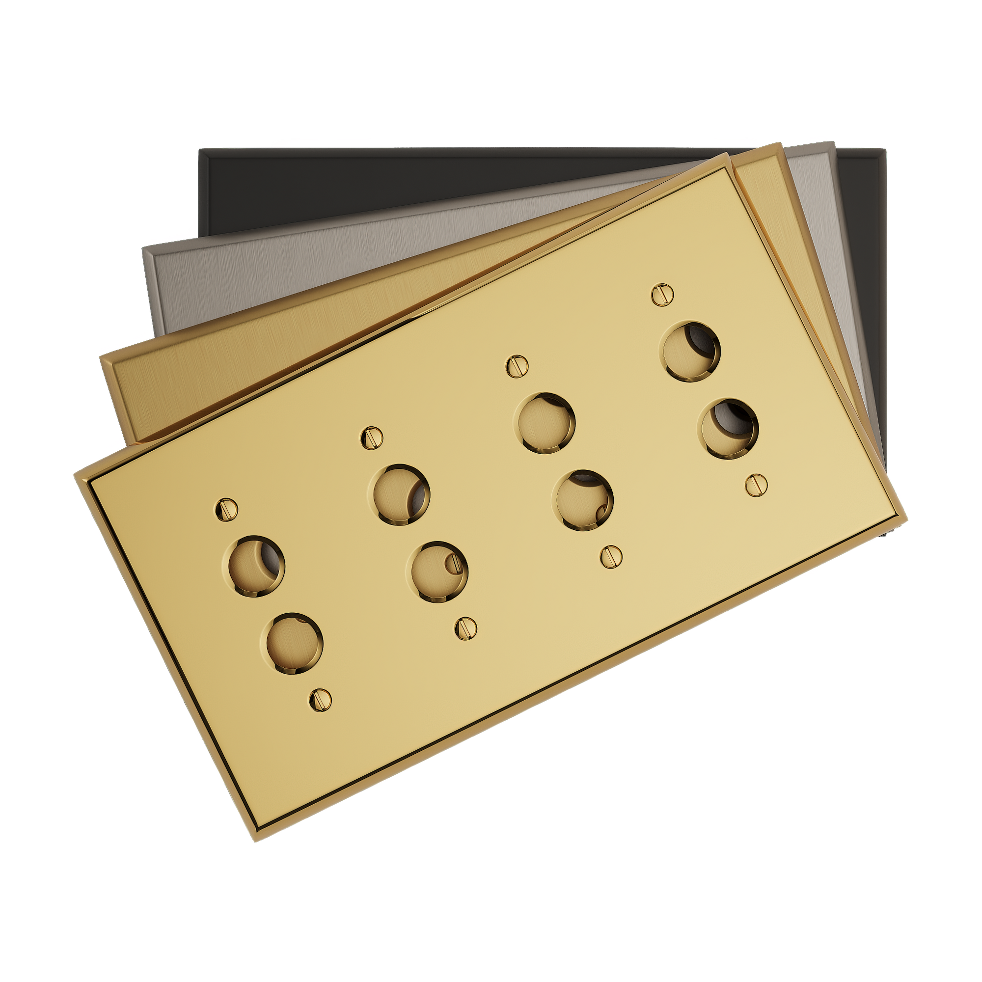 Solid brass Century Push Button Wall Plate – Quad