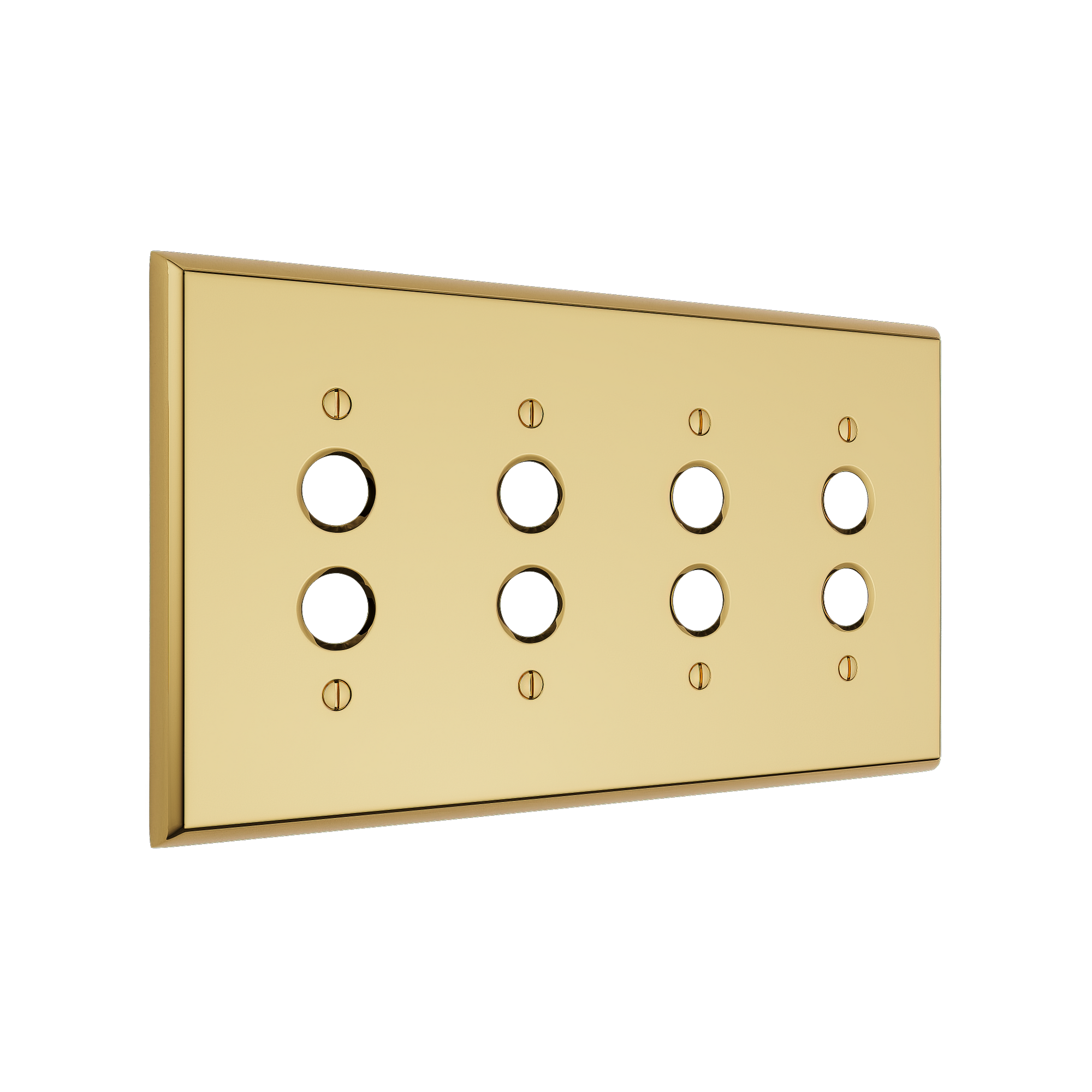 Solid brass Century Push Button Wall Plate – Quad in Polished Brass finish