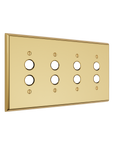 Solid brass Century Push Button Wall Plate – Quad in Polished Brass finish