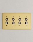 Solid brass Century Push Button Wall Plate – Quad in Polished Brass finish