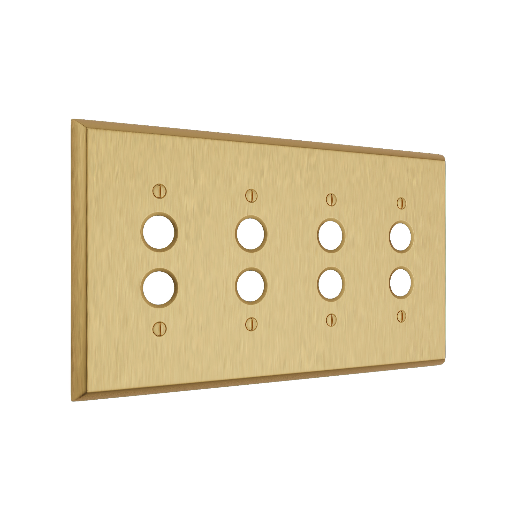 Solid brass Century Push Button Wall Plate – Quad in Satin Brass finish