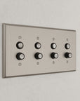 Solid brass Century Push Button Wall Plate – Quad in Satin Nickel finish