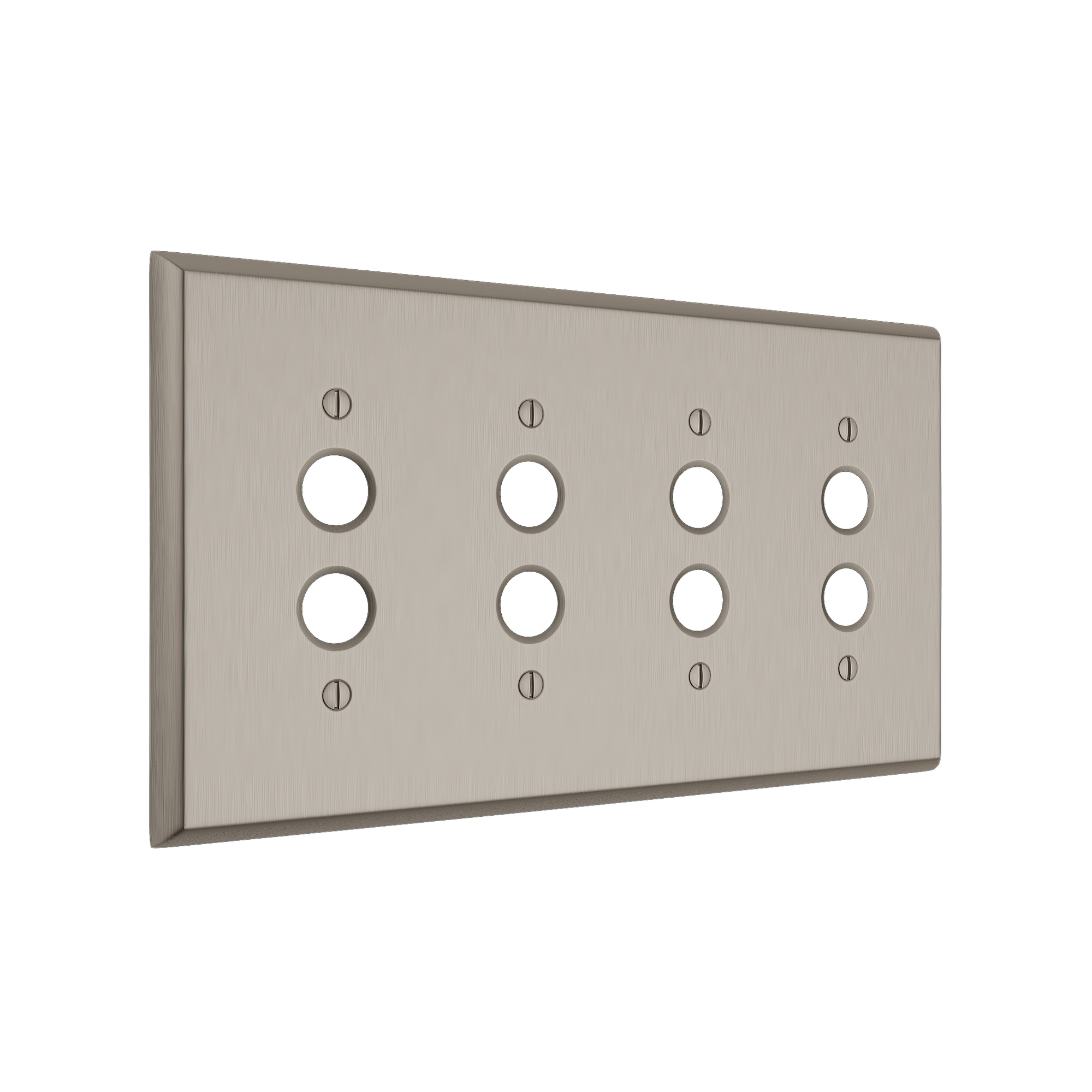 Solid brass Century Push Button Wall Plate – Quad in Satin Nickel finish