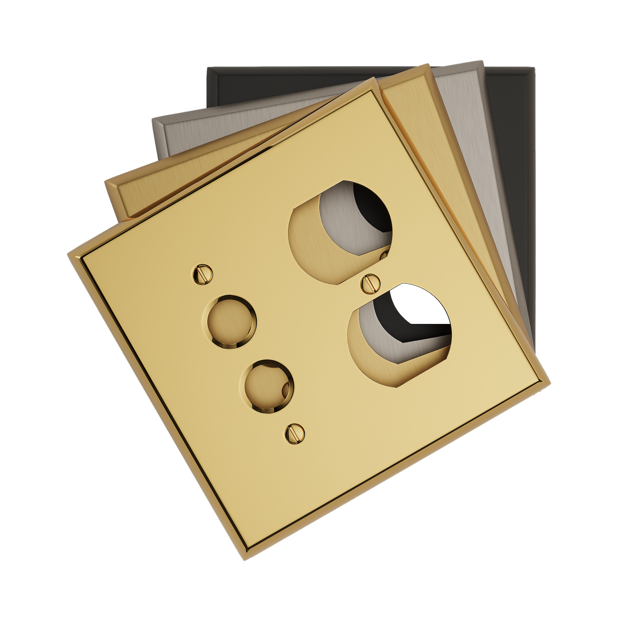 Solid brass Century Push Button &amp; Outlet Wall Plate – Double