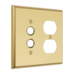 Solid brass Century Push Button & Outlet Wall Plate – Double in Polished Brass finish