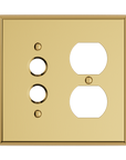 Solid brass Century Push Button & Outlet Wall Plate – Double in Polished Brass finish