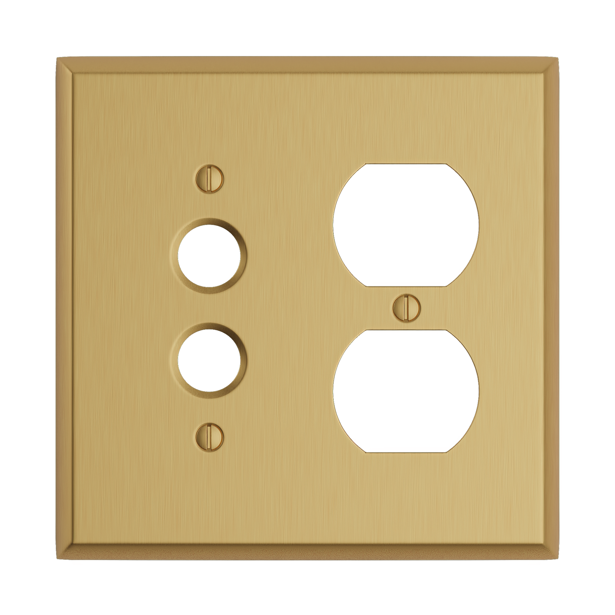 Solid brass Century Push Button &amp; Outlet Wall Plate – Double in Satin Brass finish