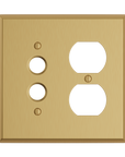 Solid brass Century Push Button & Outlet Wall Plate – Double in Satin Brass finish