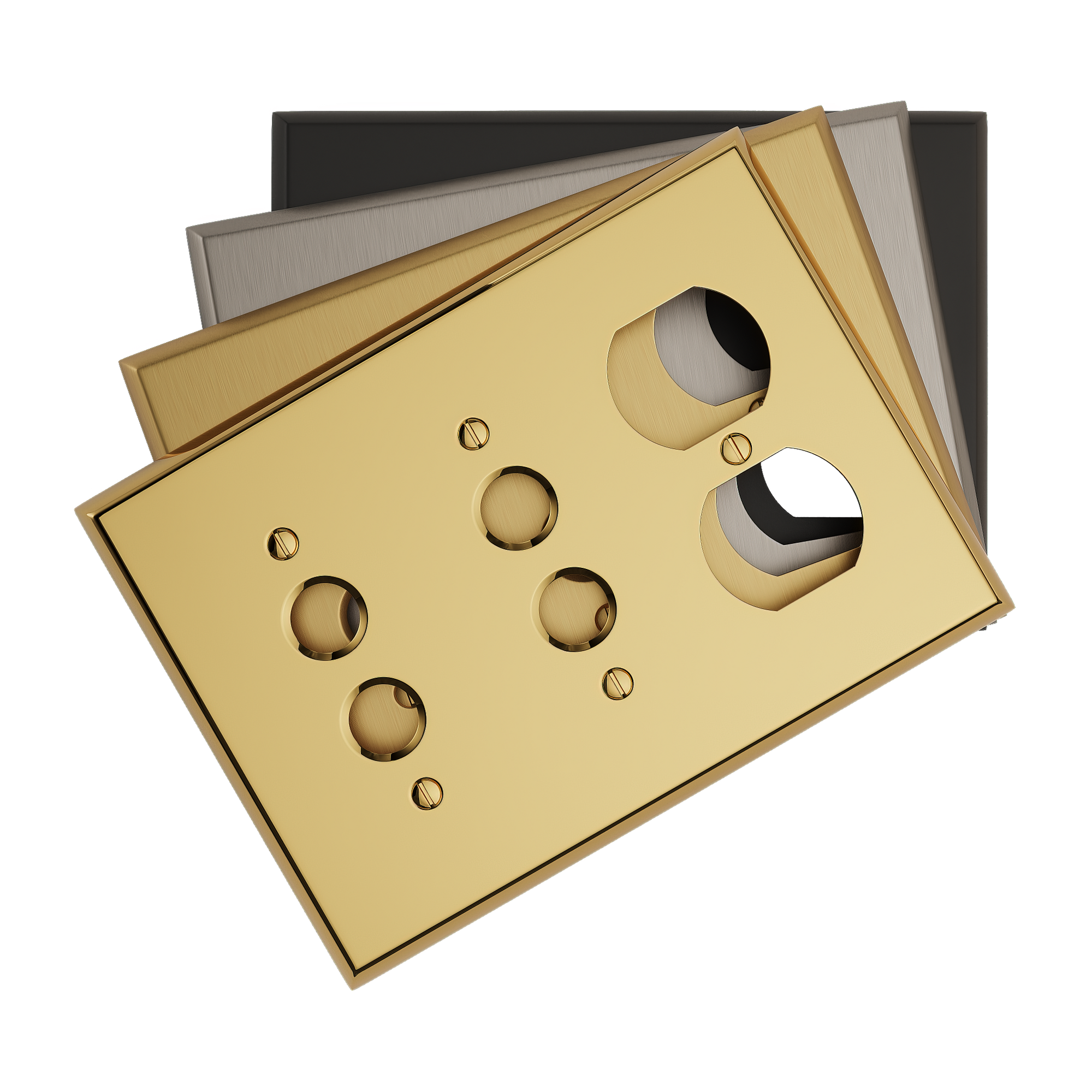 Solid brass Century Push Button &amp; Outlet Wall Plate – Triple
