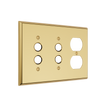 Solid brass Century Push Button & Outlet Wall Plate – Triple in Polished Brass finish