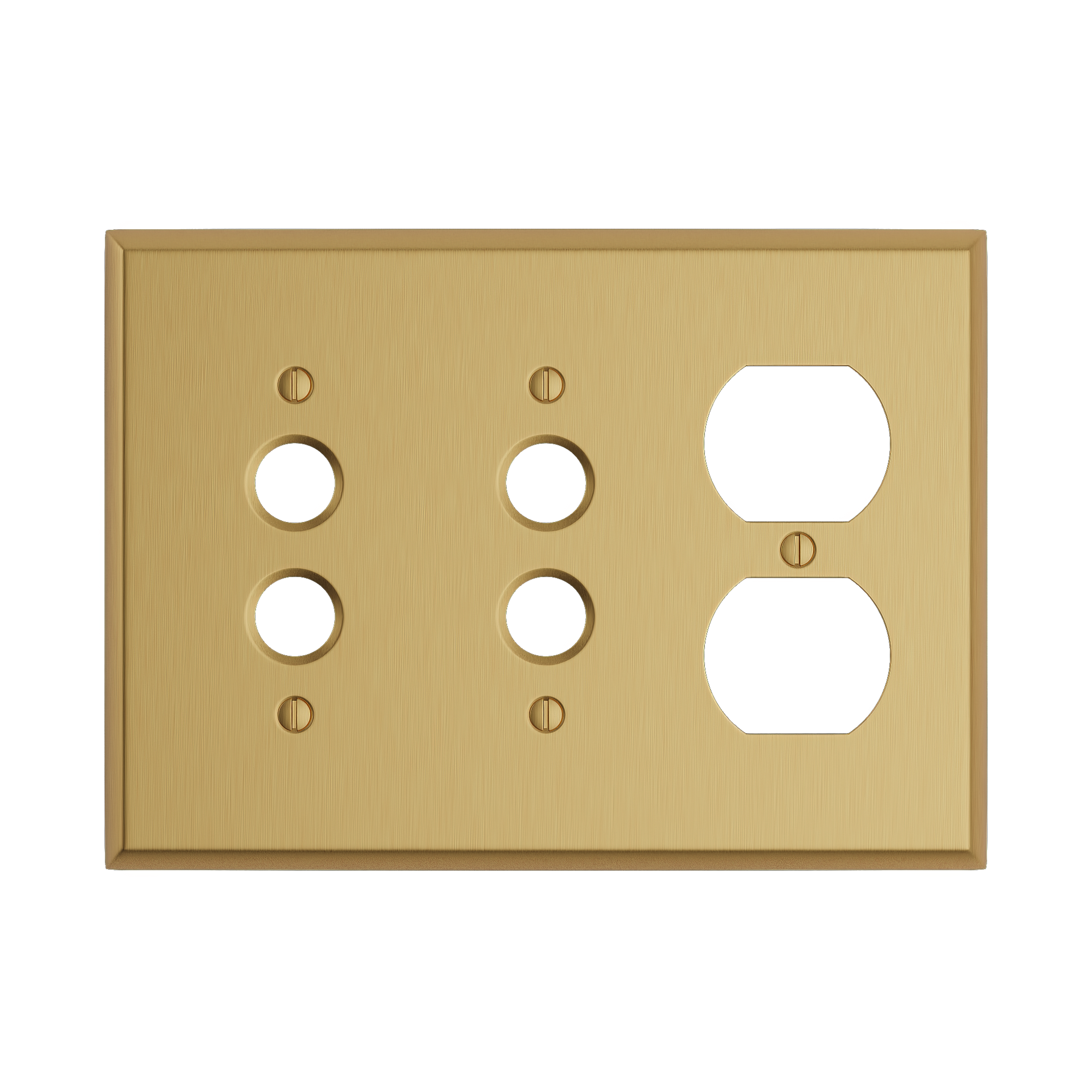 Solid brass Century Push Button &amp; Outlet Wall Plate – Triple in Satin Brass finish