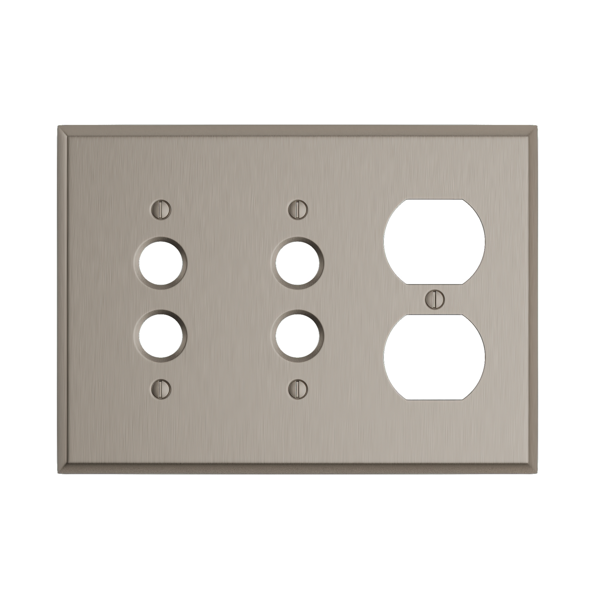 Solid brass Century Push Button &amp; Outlet Wall Plate – Triple in Satin Nickel finish