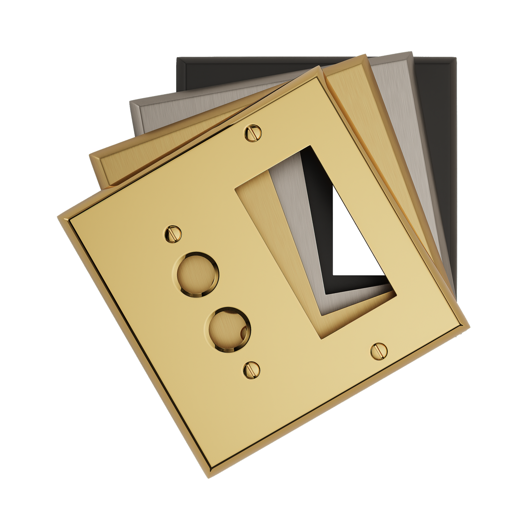 Solid brass Century Push Button &amp; Open Wall Plate – Double