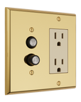 Solid brass Century Push Button & Open Wall Plate – Double in Polished Brass finish