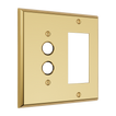 Solid brass Century Push Button & Open Wall Plate – Double in Polished Brass finish