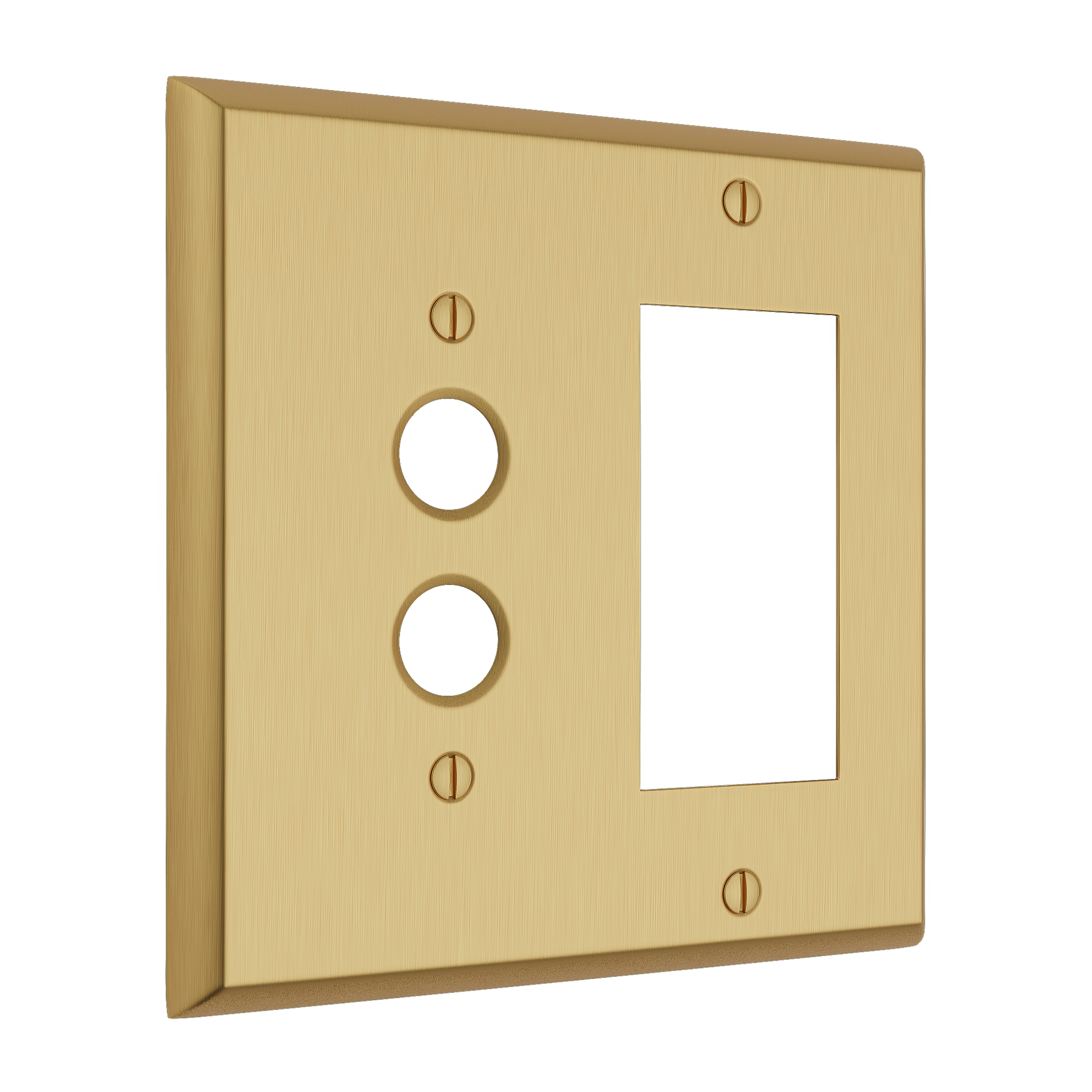 Solid brass Century Push Button & Open Wall Plate – Double in Satin Brass finish