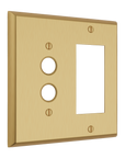 Solid brass Century Push Button & Open Wall Plate – Double in Satin Brass finish