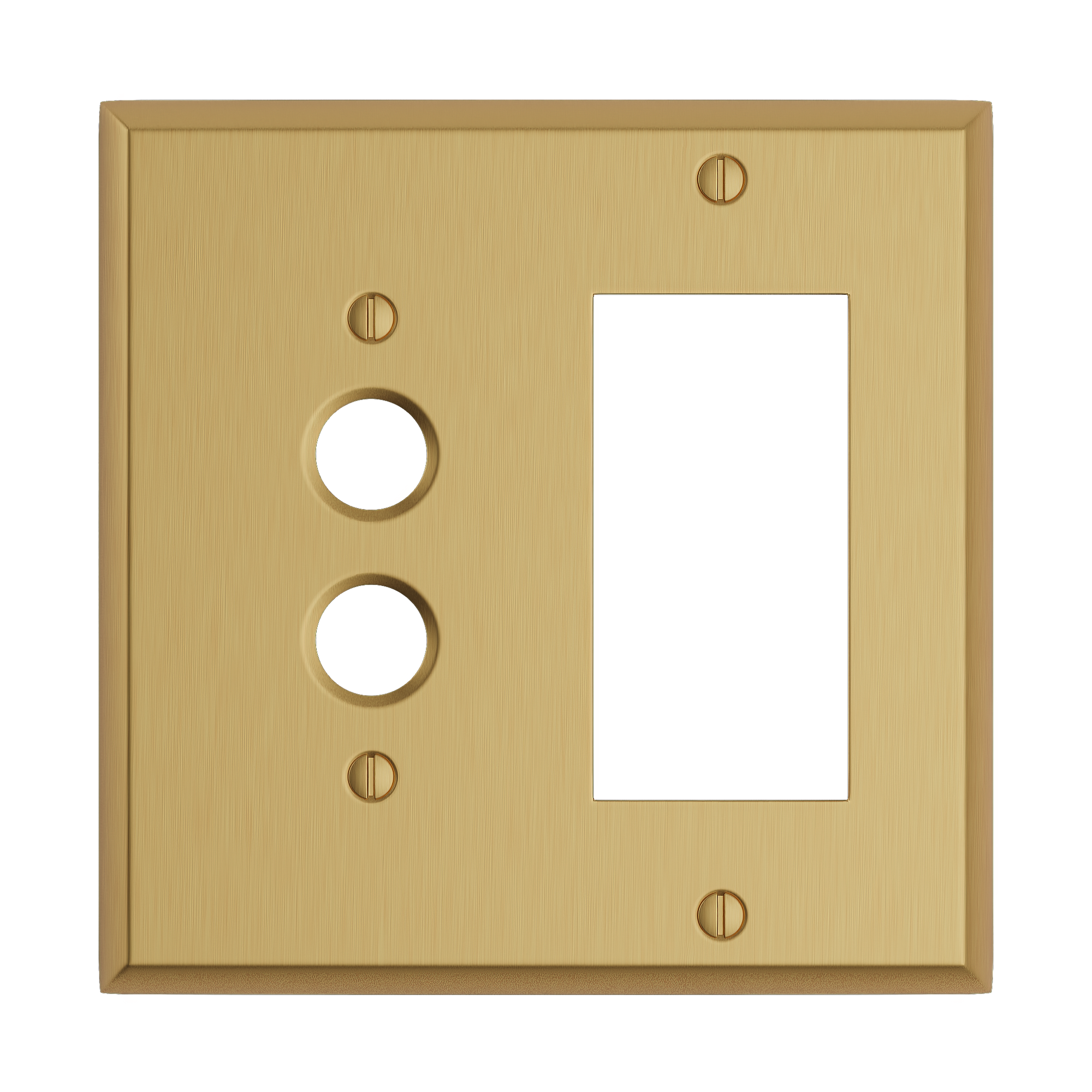 Solid brass Century Push Button &amp; Open Wall Plate – Double in Satin Brass finish