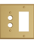 Solid brass Century Push Button & Open Wall Plate – Double in Satin Brass finish