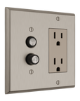 Solid brass Century Push Button & Open Wall Plate – Double in Satin Nickel finish