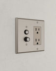 Solid brass Century Push Button & Open Wall Plate – Double in Satin Nickel finish