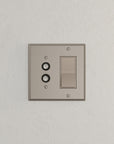 Solid brass Century Push Button & Open Wall Plate – Double in Satin Nickel finish