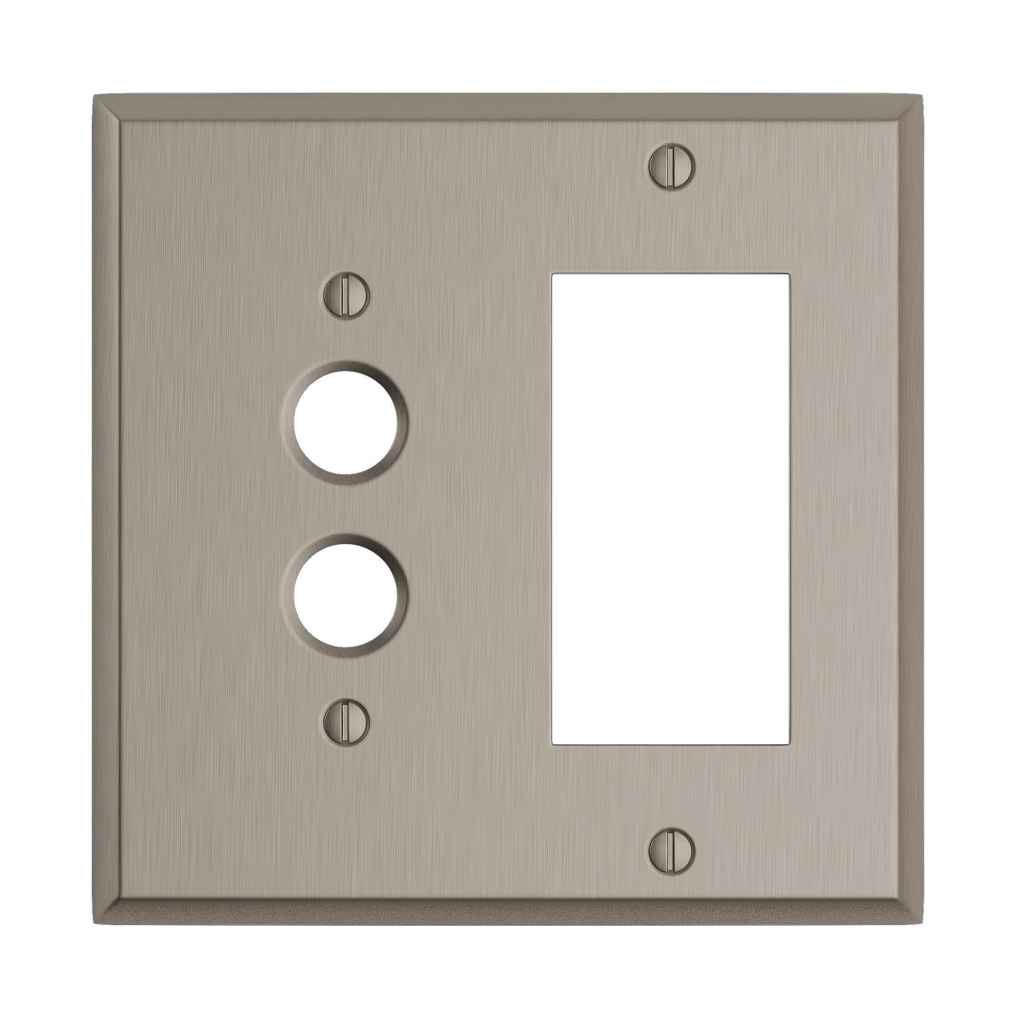 Solid brass Century Push Button &amp; Open Wall Plate – Double in Satin Nickel finish