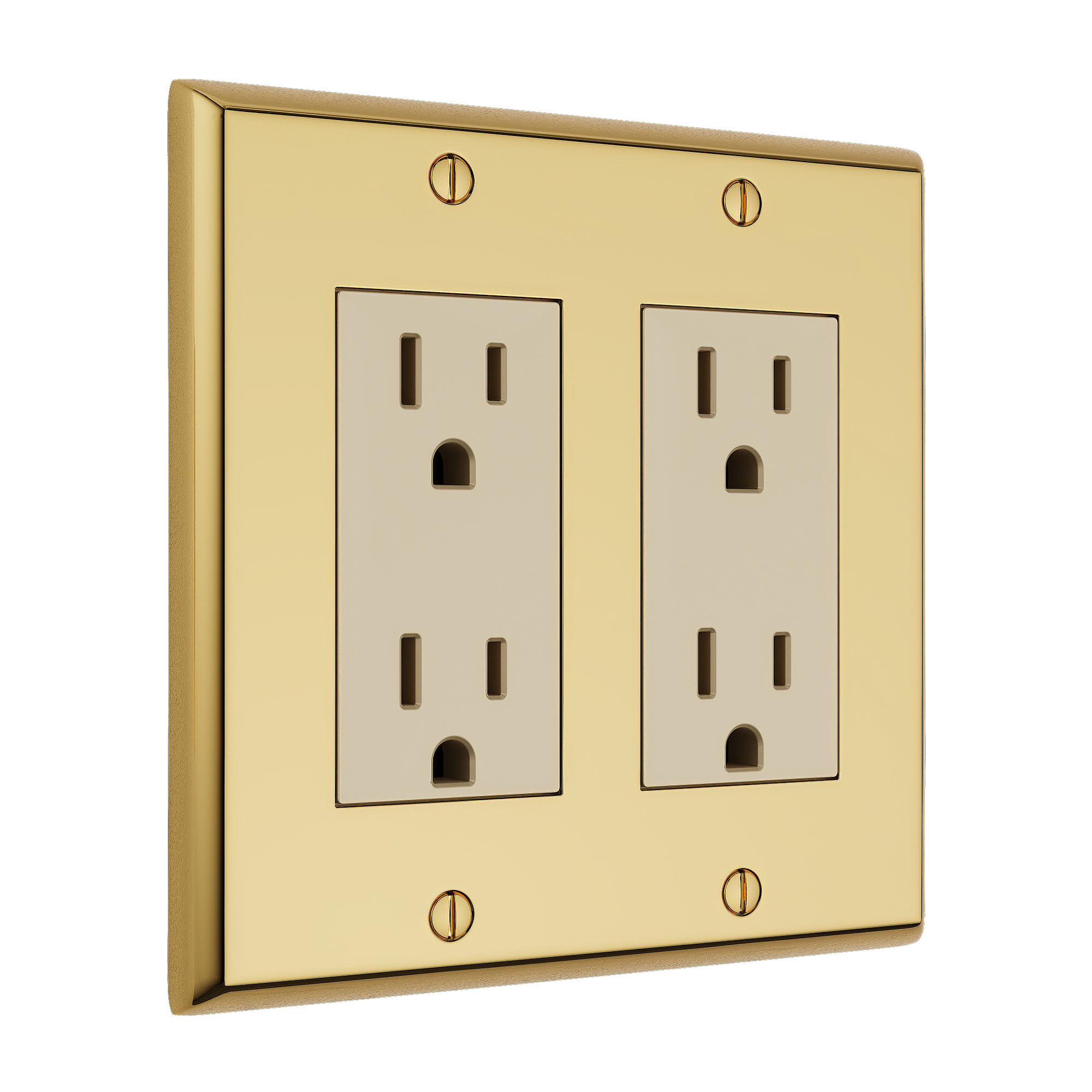 Solid brass Century Open Wall Plate – Double in Polished Brass finish