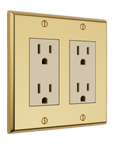 Solid brass Century Open Wall Plate – Double in Polished Brass finish