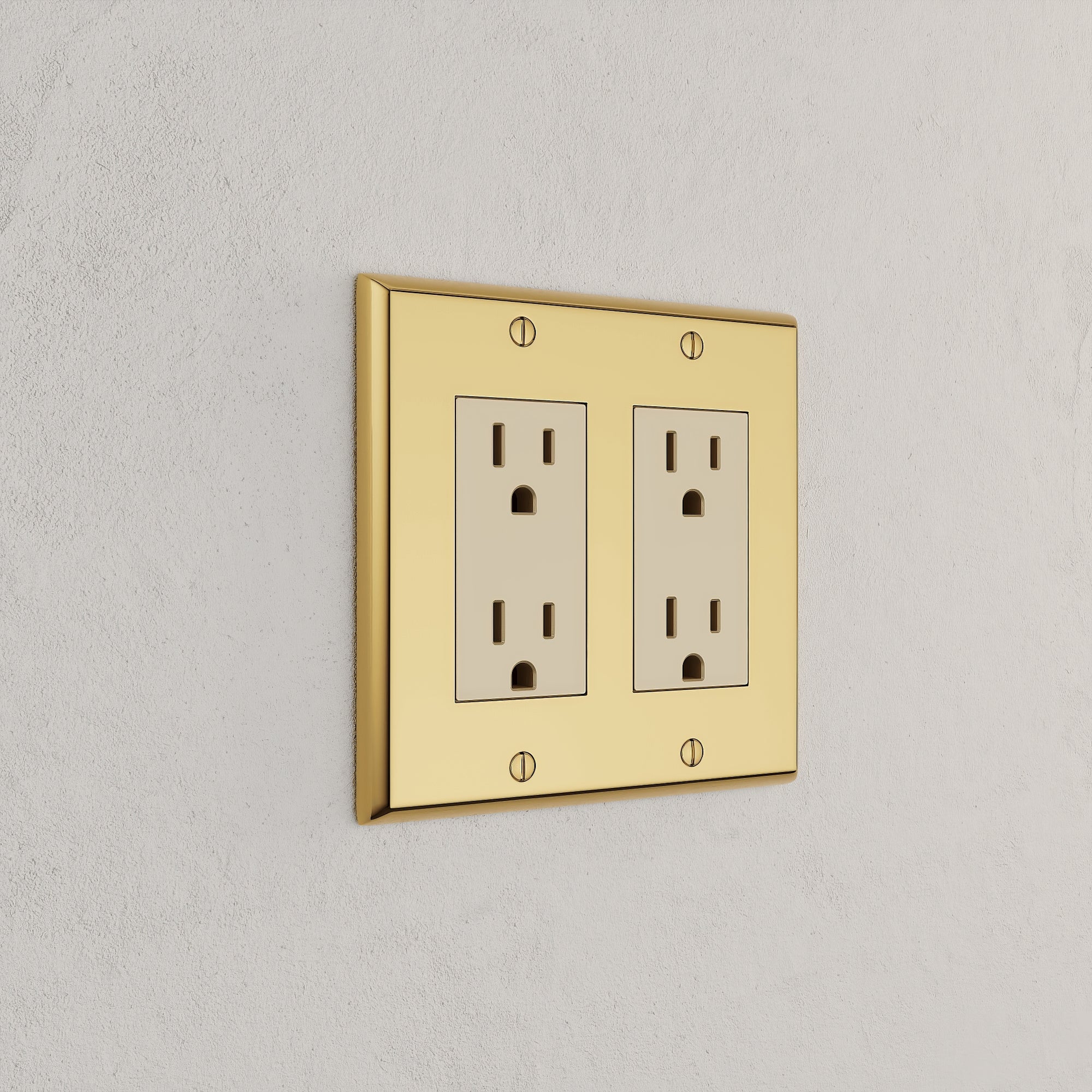Solid brass Century Open Wall Plate – Double in Polished Brass finish