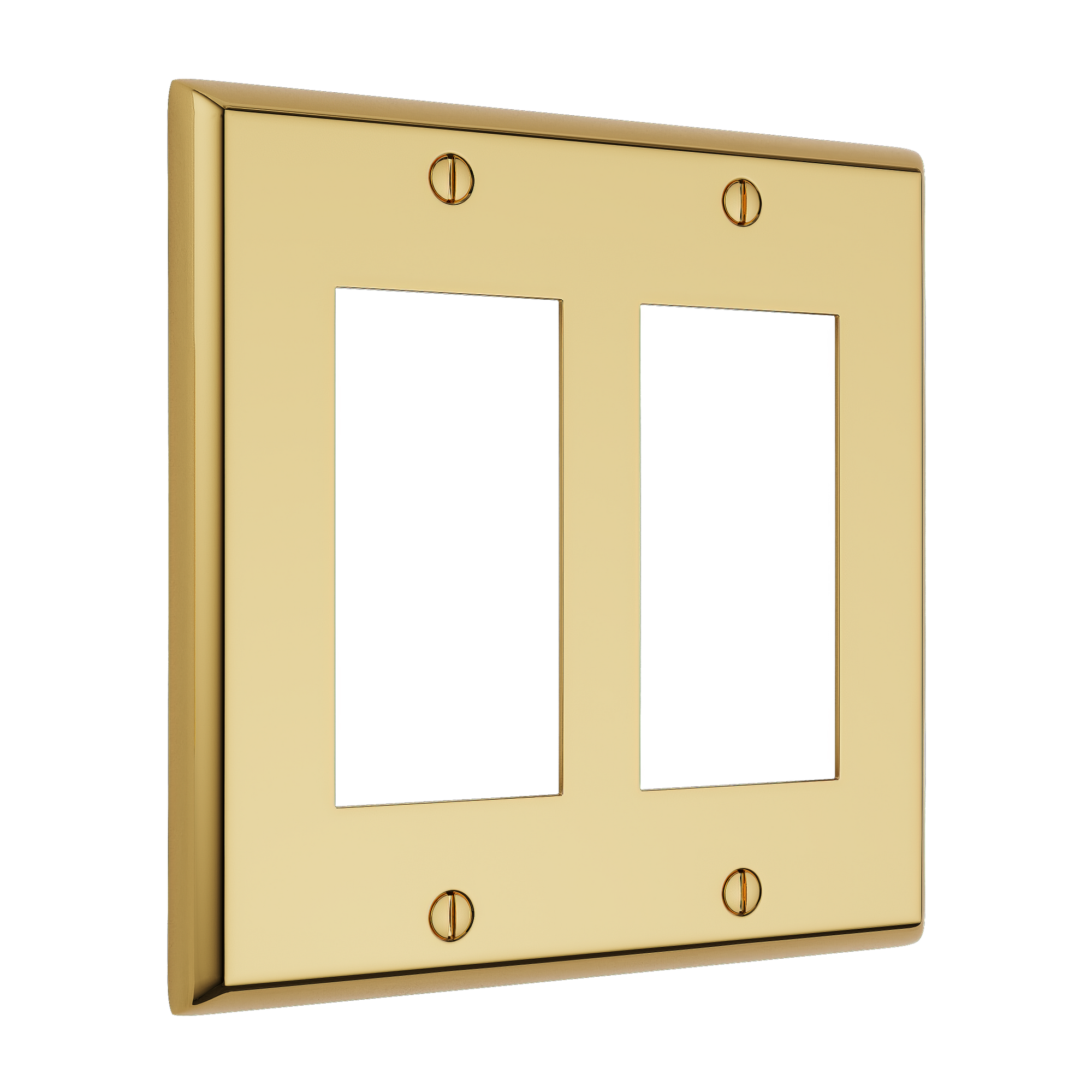 Solid brass Century Open Wall Plate – Double in Polished Brass finish
