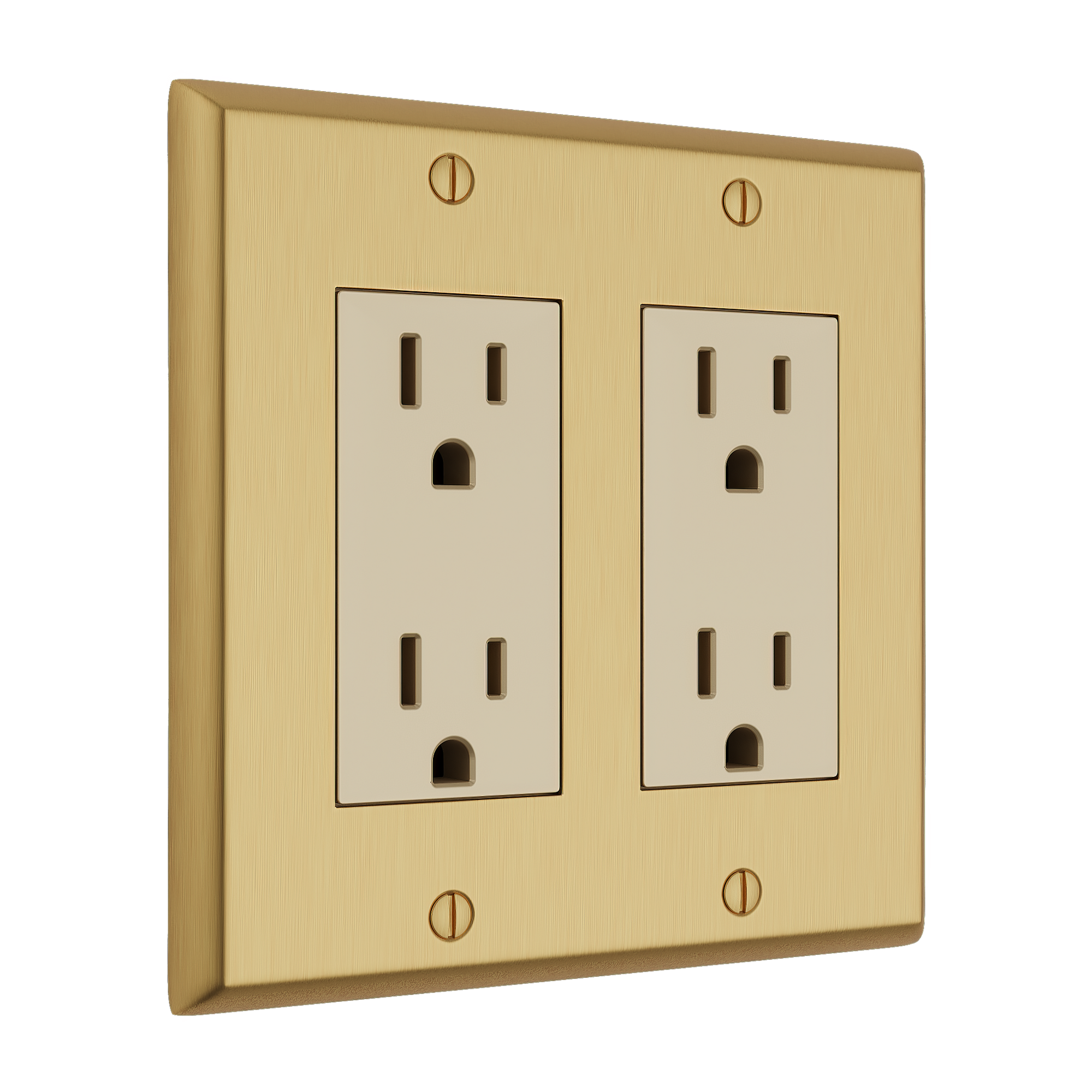 Solid brass Century Open Wall Plate – Double in Satin Brass finish