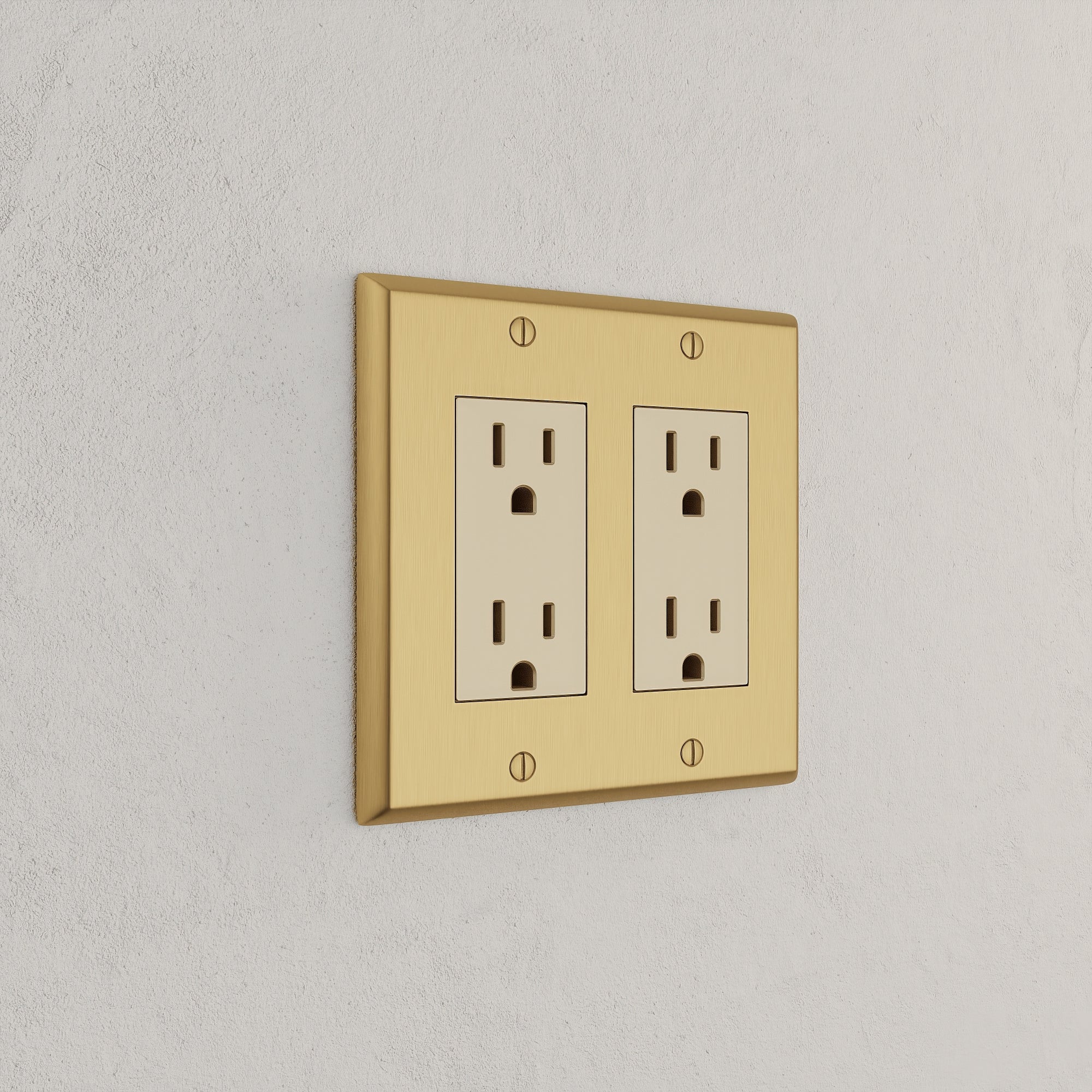 Solid brass Century Open Wall Plate – Double in Satin Brass finish