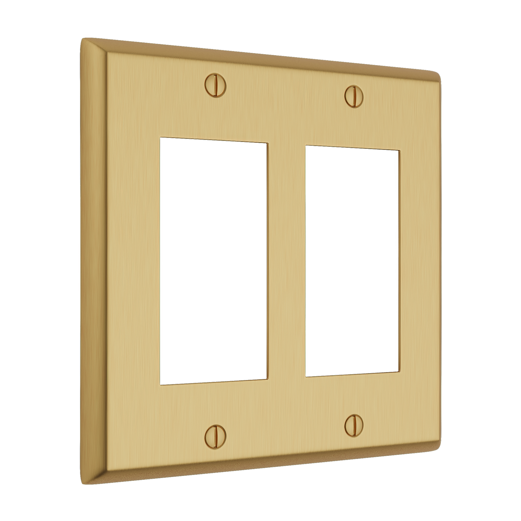 Solid brass Century Open Wall Plate – Double in Satin Brass finish