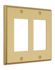 Solid brass Century Open Wall Plate – Double in Satin Brass finish