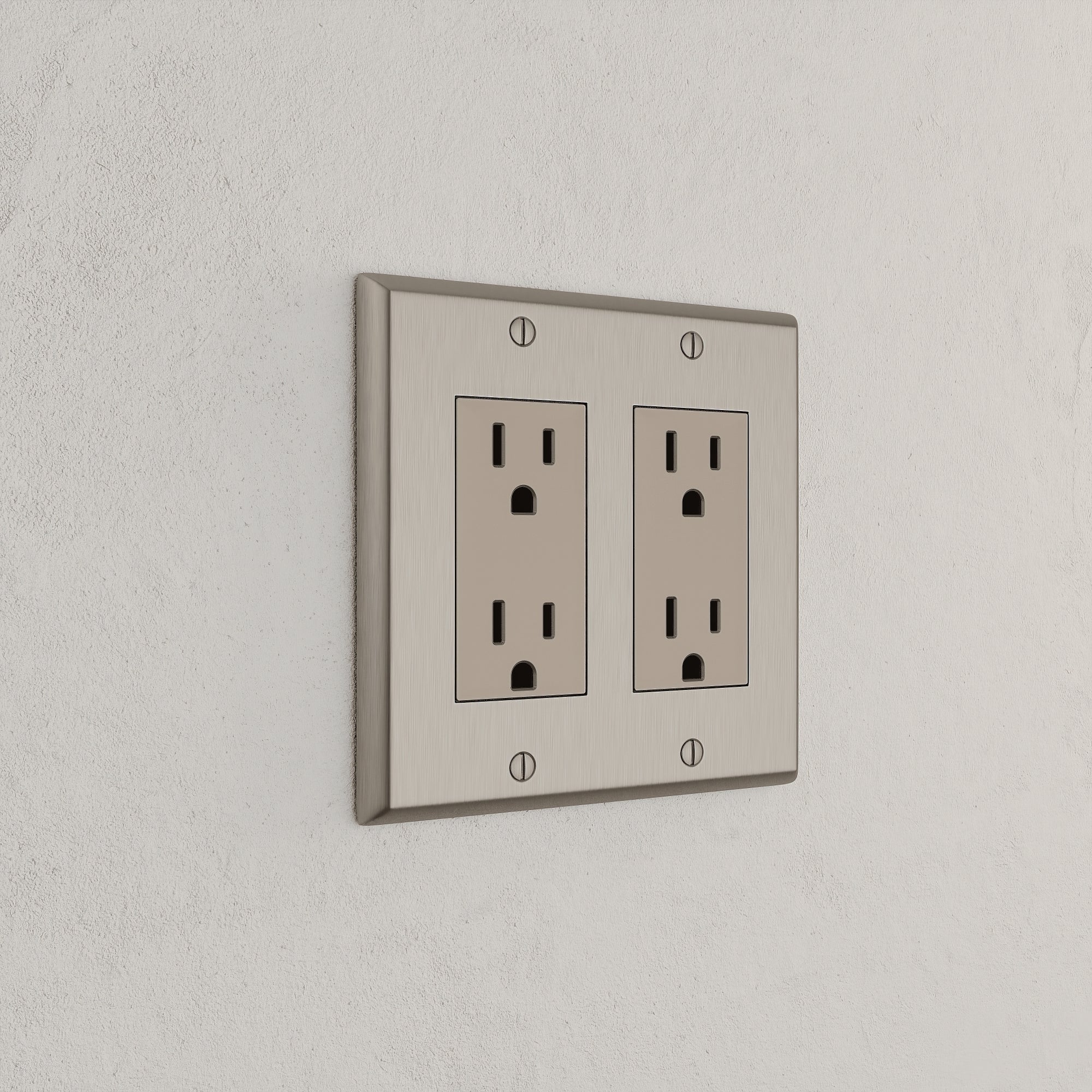 Solid brass Century Open Wall Plate – Double in Satin Nickel finish