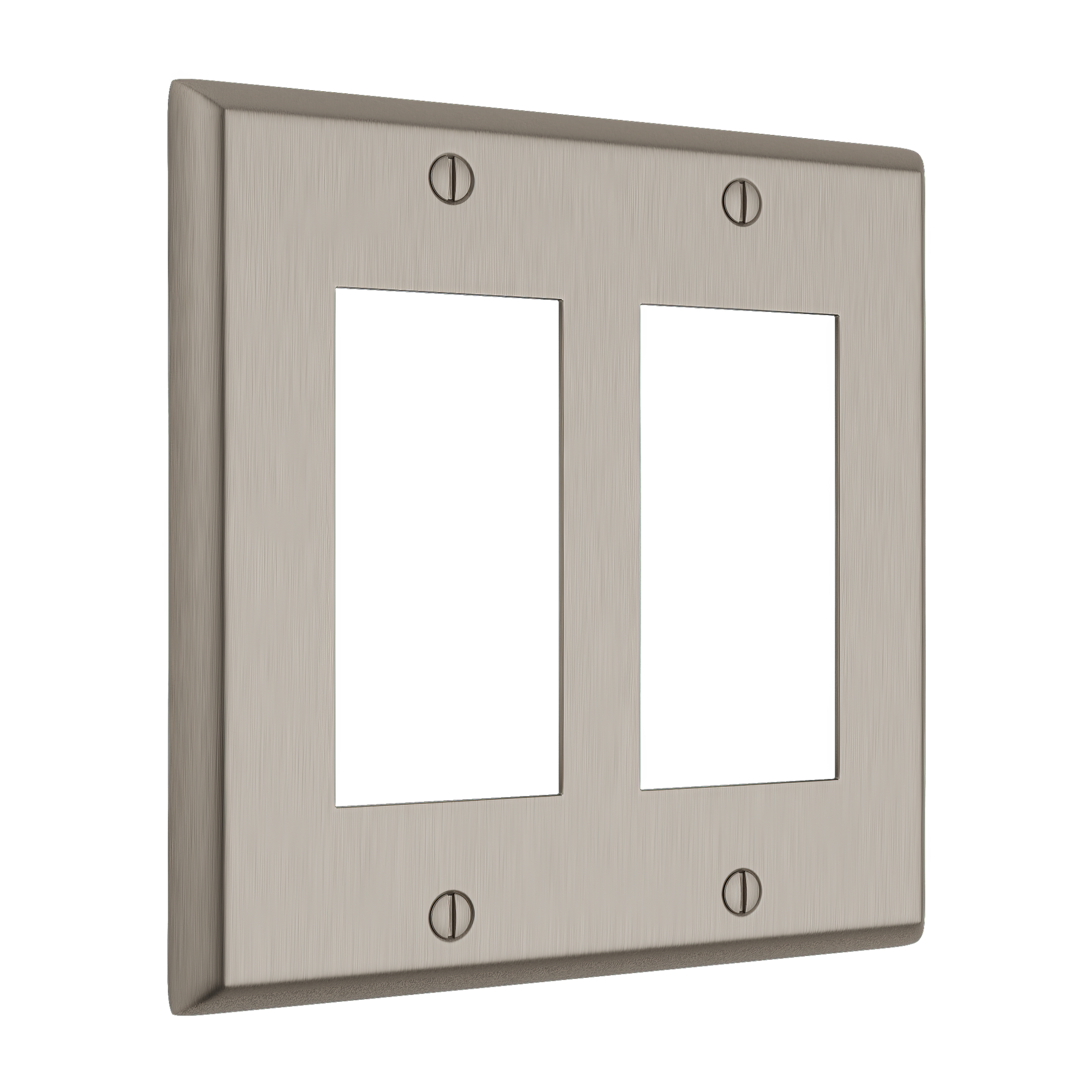 Solid brass Century Open Wall Plate – Double in Satin Nickel finish