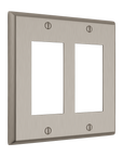 Solid brass Century Open Wall Plate – Double in Satin Nickel finish