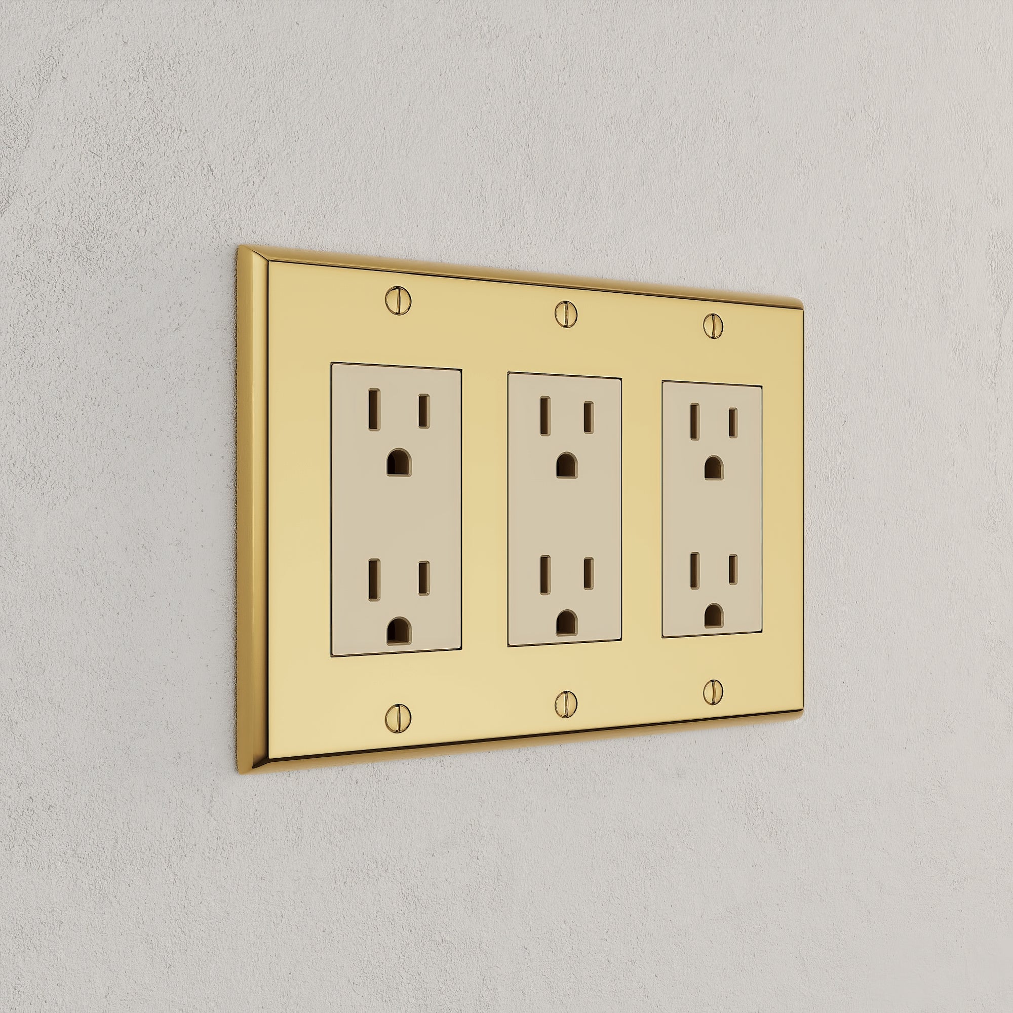 Solid brass Century Open Wall Plate – Triple in Polished Brass finish