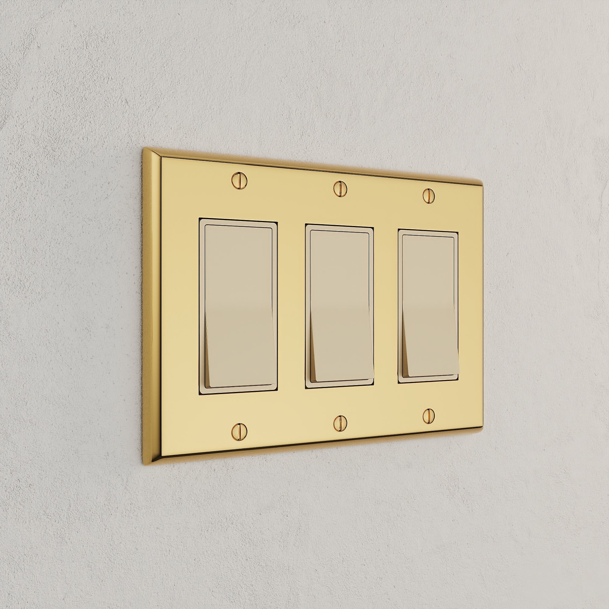 Solid brass Century Open Wall Plate – Triple in Polished Brass finish