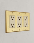 Solid brass Century Open Wall Plate – Triple in Polished Brass finish