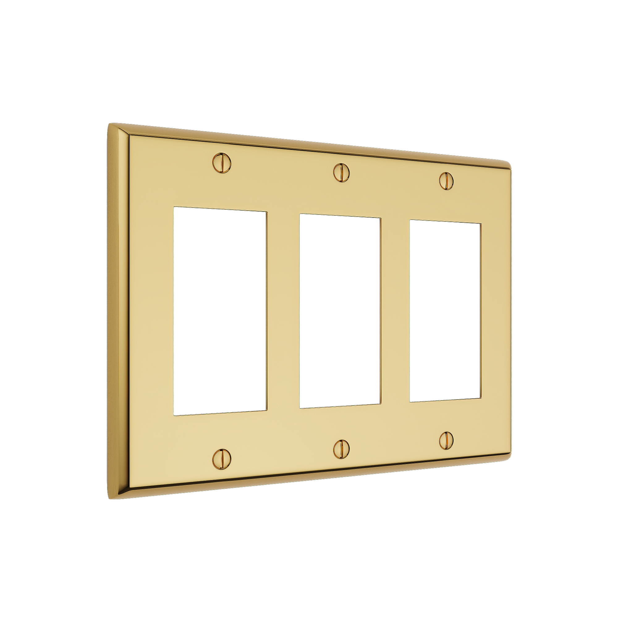 Solid brass Century Open Wall Plate – Triple in Polished Brass finish