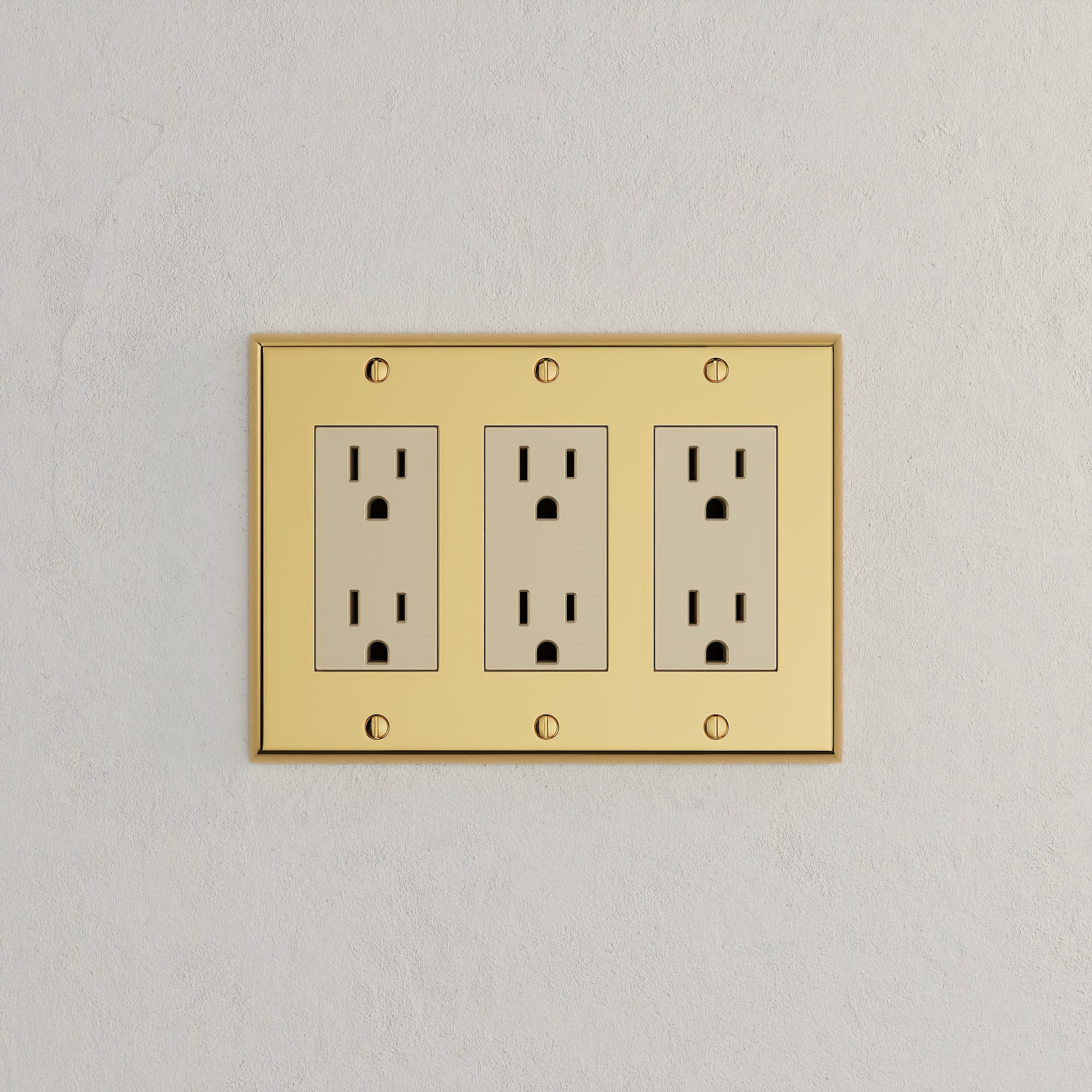 Solid brass Century Open Wall Plate – Triple in Polished Brass finish