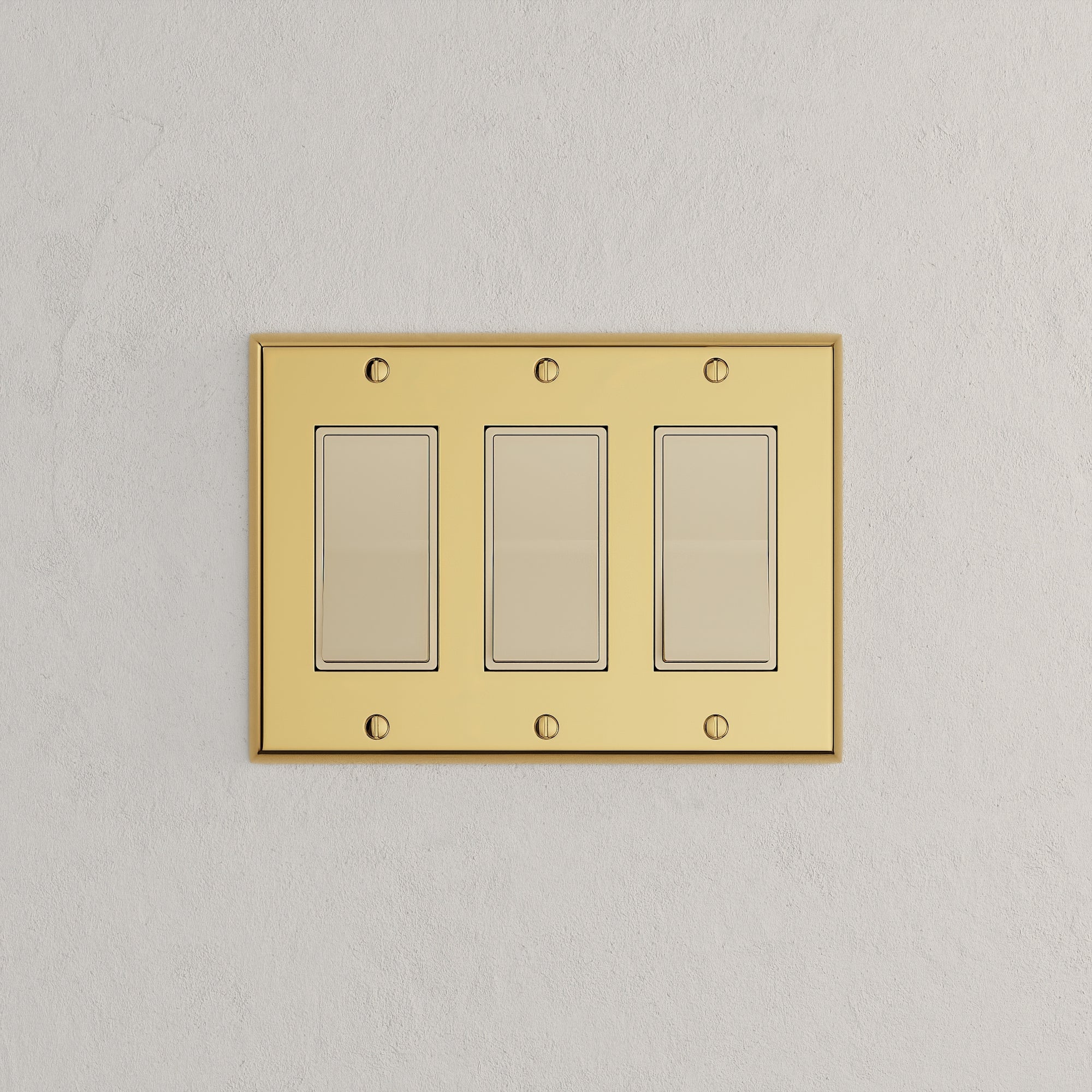 Solid brass Century Open Wall Plate – Triple in Polished Brass finish