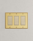 Solid brass Century Open Wall Plate – Triple in Polished Brass finish