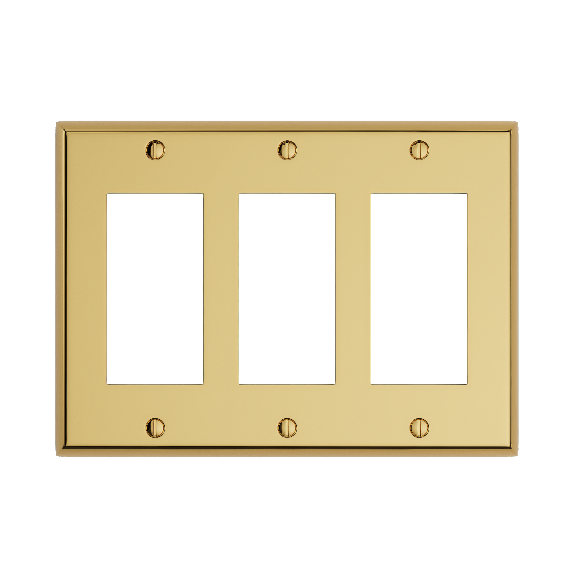 Solid brass Century Open Wall Plate – Triple in Polished Brass finish